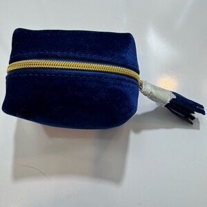 Mini emergency kit! Navy Blue Velvet Pouch with gold Zipper
